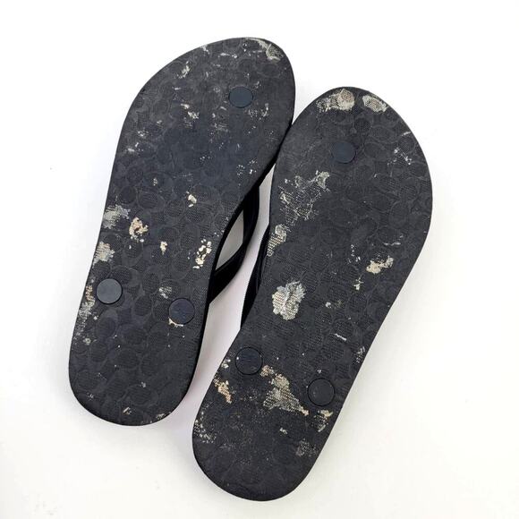 Coach New York Black LOGO Flip Flop Sandals - 5/6 - Picture 4 of 8